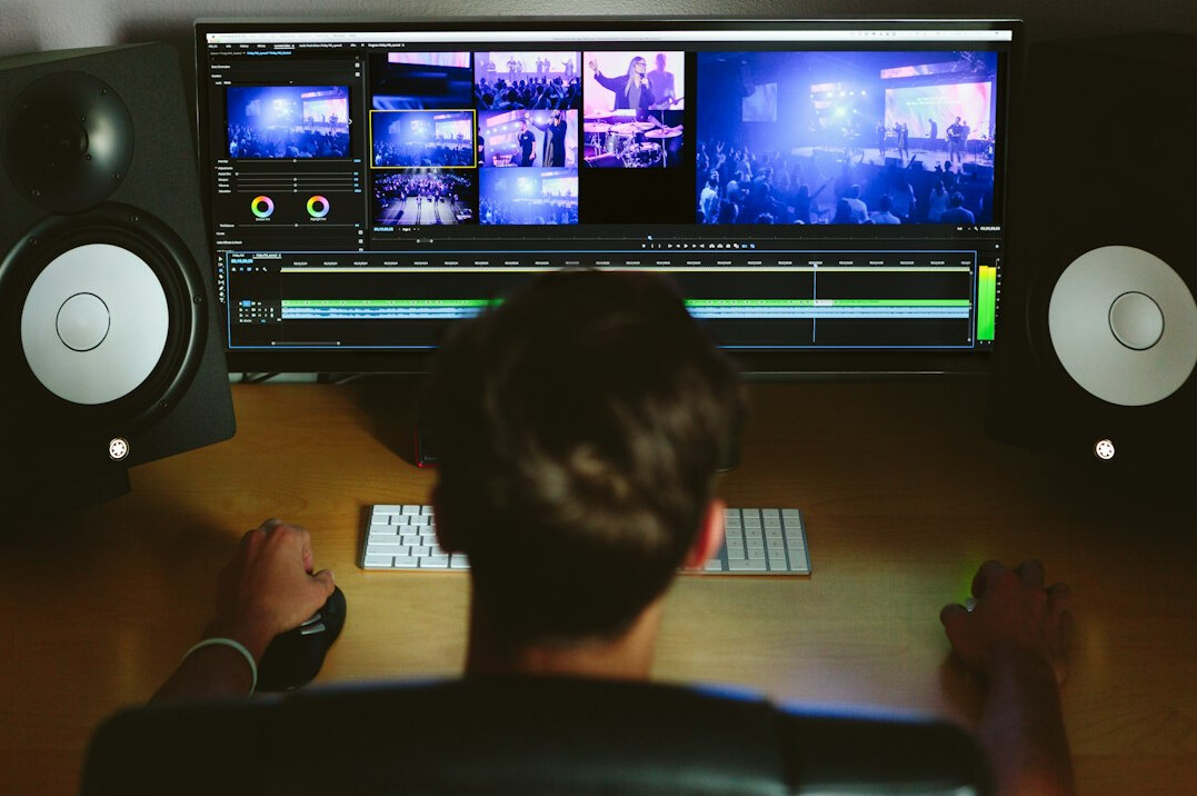 professional filmmaker editing video
