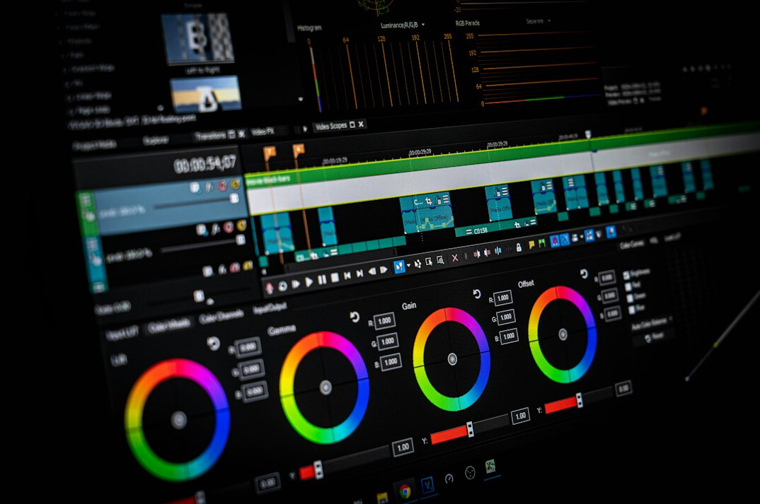 video editing on computer screen