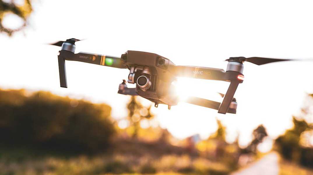 drone flying over landscape