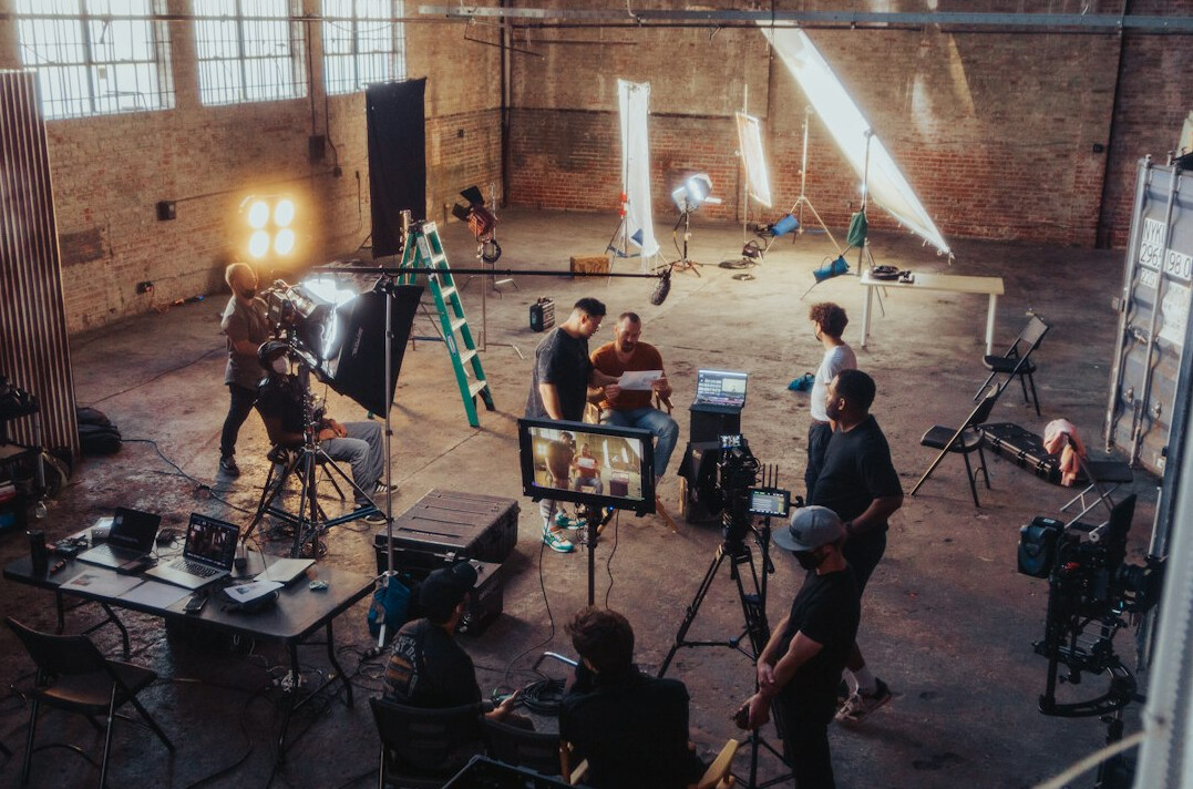 filmmaker reviewing footage